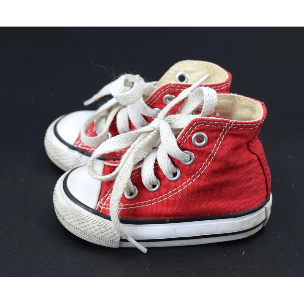 Converse Chuck Taylor All Star Kids Size 3 Red Good High Top Canvas Sneakers